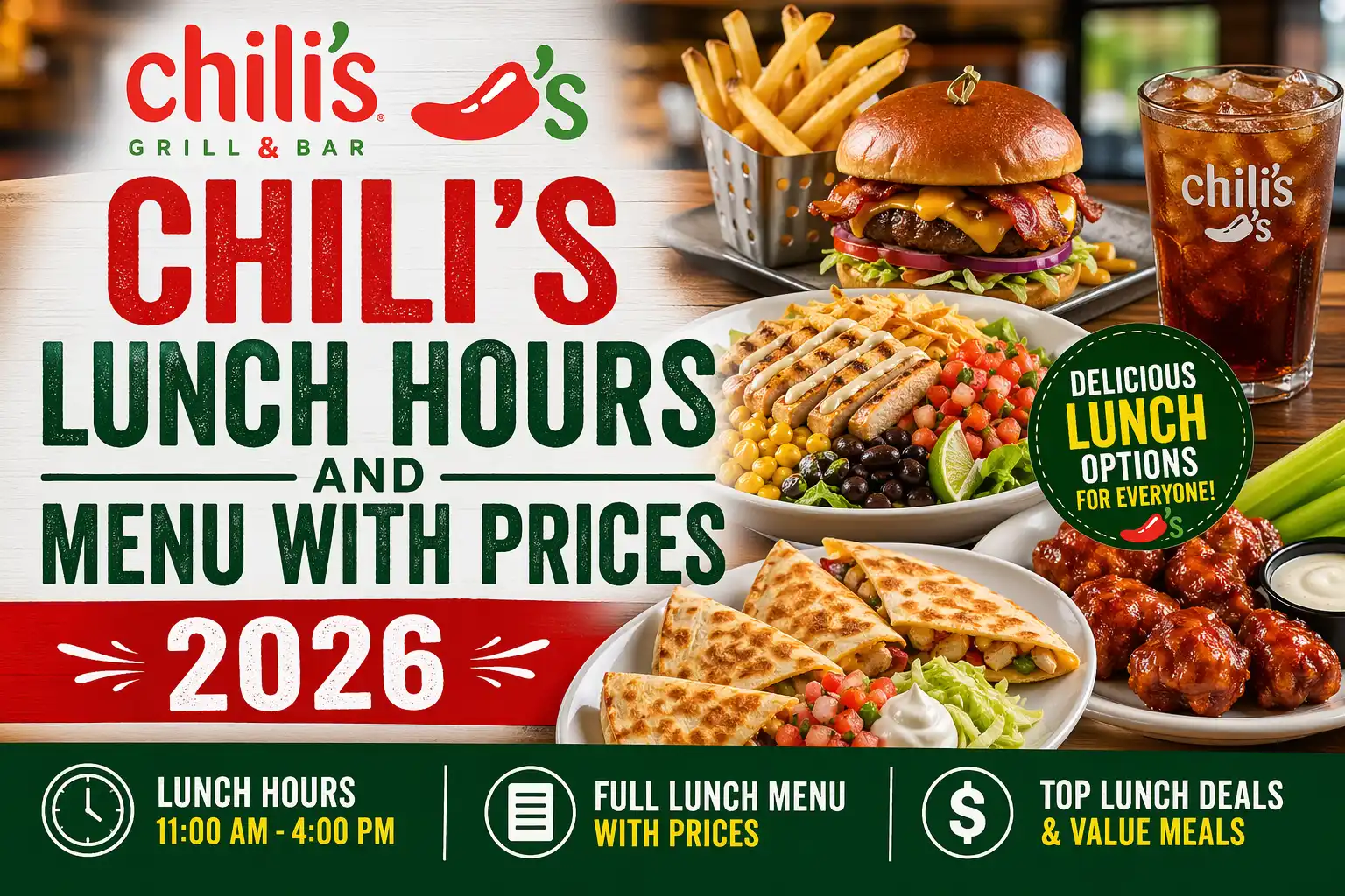 Chilis lunch hours and menu