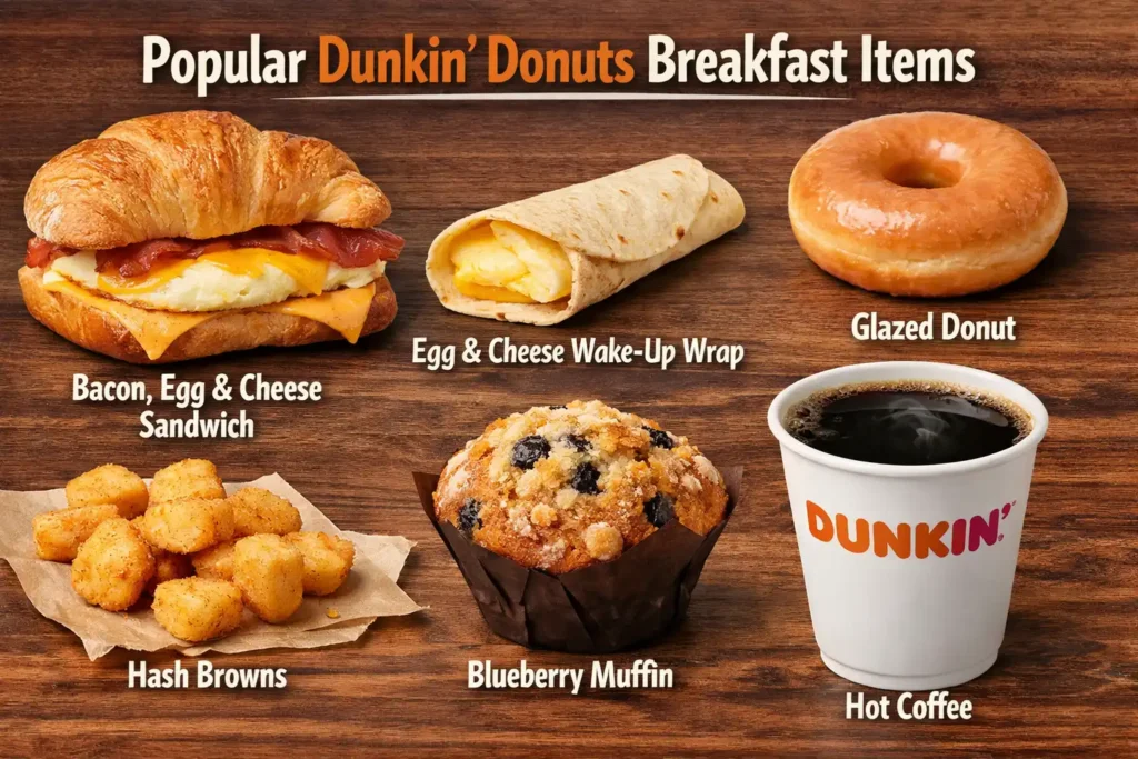 Dunkin Donuts breakfast menu