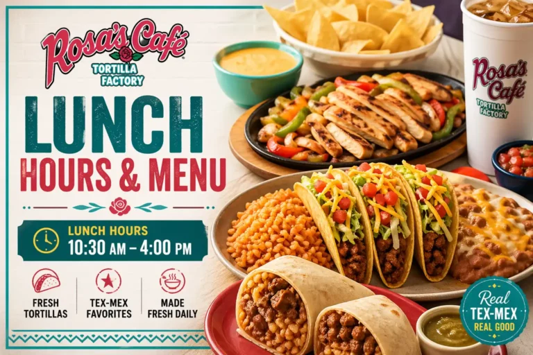 Rosa's lunch hours and menu