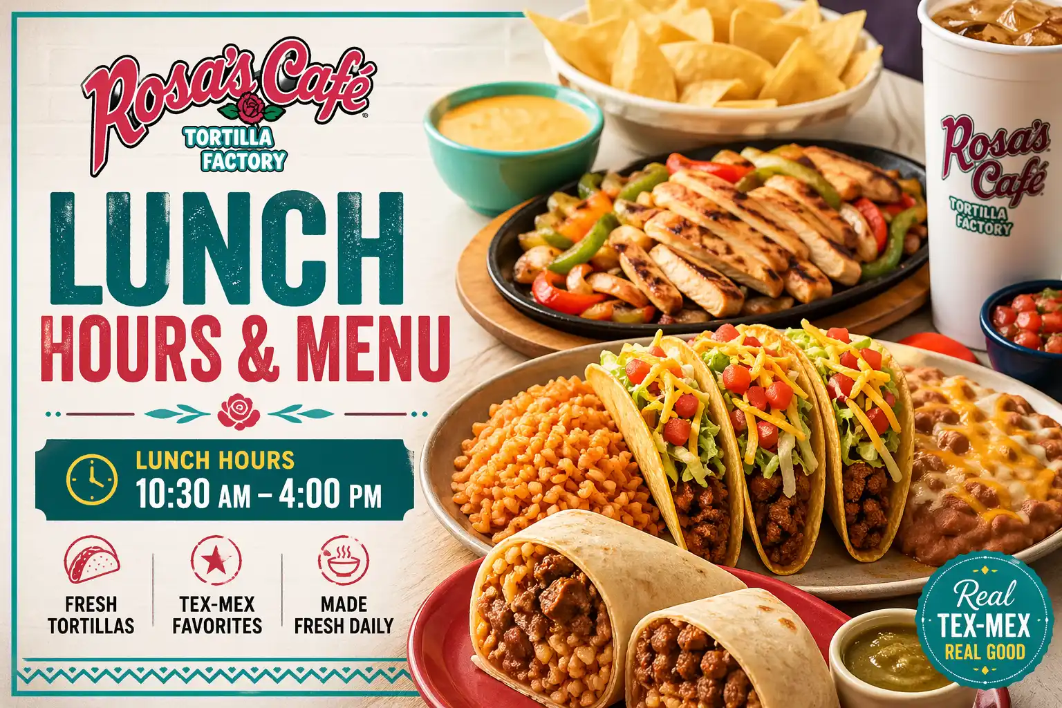 Rosa's lunch hours and menu