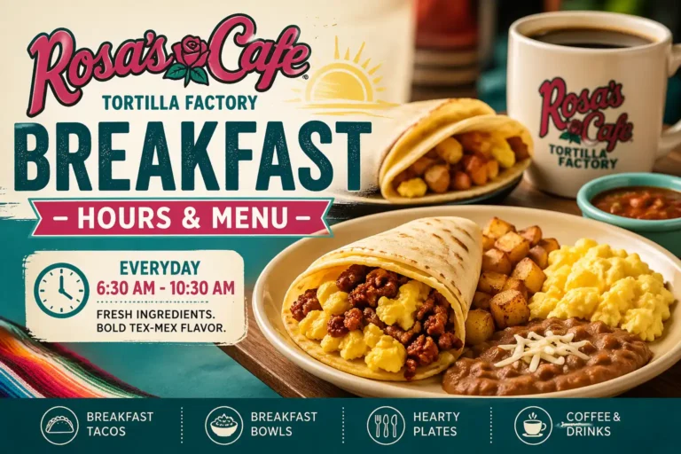Rosas breakfast hours and menu