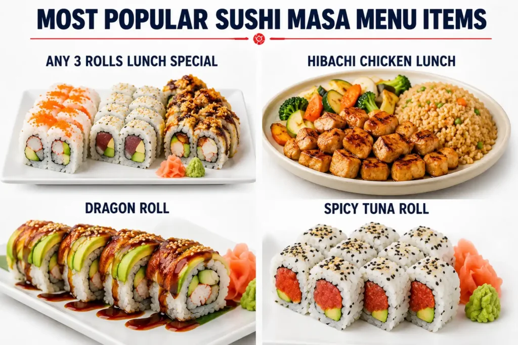 Sushi Masa Lunch menu