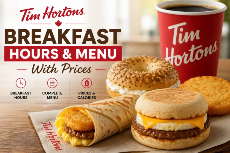 Tim Hortons breakfast hours and menu